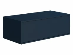 Vente-unique Mueble De Baño Simple|Mueble de baño flotante en color azul noche con lavabo redondo - 94 cm - TEANA II