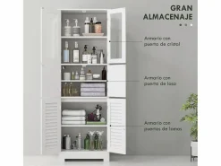 Homcom Mueble De Aseo|Mueble de baño Kioto 6 puertas 170,5x60x30 cm
