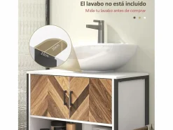 Mueble de baño Kitte 2 puertas y un compartimento blanco/natural 60x80x40 cm^Homcom Clearance