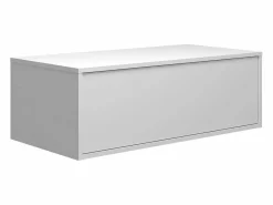 Vente-unique Mueble De Baño Simple|Mueble de baño, lavabo redondo, 1 cajón blanco y 2 estantes claros naturales, TEANA