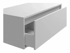 Vente-unique Mueble De Baño Simple|Mueble de baño, lavabo redondo, 1 cajón blanco y 2 estantes claros naturales, TEANA