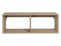 Vente-unique Mueble De Baño Simple|Mueble de baño, lavabo redondo, 1 cajón blanco y 2 estantes claros naturales, TEANA