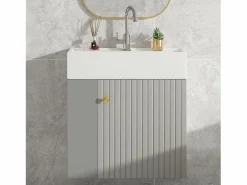 Merax Mueble De Baño Simple|Mueble de baño lavabo simple - 2 huecos laterales y 1 puerta - 55 x 31 x 66,5 cm - Tablero de partículas -