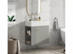 Merax Mueble De Baño Simple|Mueble de baño lavabo simple - 2 huecos laterales y 1 puerta - 55 x 31 x 66,5 cm - Tablero de partículas -