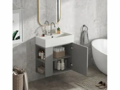 Merax Mueble De Baño Simple|Mueble de baño lavabo simple - 2 huecos laterales y 1 puerta - 55 x 31 x 66,5 cm - Tablero de partículas -