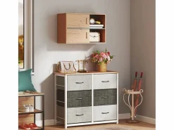 Homcom Mueble de baño Loira 2 puertas con 2 compartimentos natural 57,5x80x35 cm Color natural claro New
