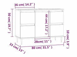 vidaxl Mueble de baño madera de ingeniería 80x33x60 cm Blanco New