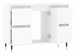 vidaxl Mueble de baño madera de ingeniería 80x33x60 cm Blanco New