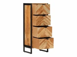 Mueble de baño madera maciza de acacia y hierro 40x30x100 cm^vidaxl New