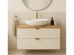 Mueble de baño mural para lavabo WENA, frentes lisos, Orio, 80x60x47 cm, Cachemira/Roble artesano^ Sale