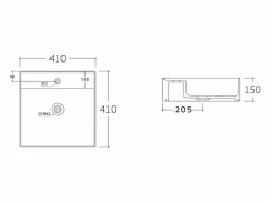 Vente-unique Mueble de baño natural claro con estantes y lavabo sobre encimera, 80 cm, MADELA Negro / Color natural claro New