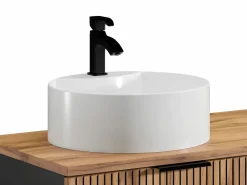 Mueble de baño natural claro con estantes y lavabo redondo, 140 cm, MADELA^Vente-unique Sale