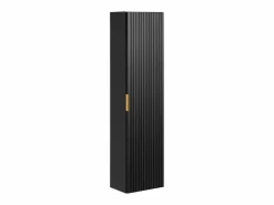 Vente-unique Mueble de baño ranurado con lavabo encastrado y columna, , 80 cm, Zevara Negro New