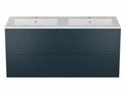 Mueble de baño sencillo con lavabo suspendido rayas azules, L120 cm, PAVANI^Vente-unique Clearance