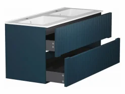 Mueble de baño sencillo con lavabo suspendido rayas azules, L120 cm, PAVANI^Vente-unique Clearance