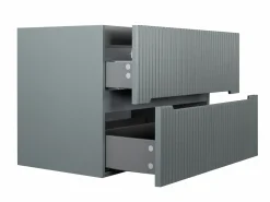 Vente-unique Mueble de baño simple con lavabo suspendido estrías , Ancho 80 cm, PAVANI Gris Outlet