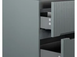Vente-unique Mueble de baño simple con lavabo suspendido estrías , Ancho 80 cm, PAVANI Gris Outlet