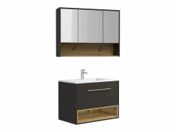 Vente-unique Mueble de baño simple lavabo suspendido con armario de toilette, 80 cm, YANGRA Gris antracita Best