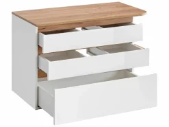 Vente-unique Mueble de baño suspendido madera y blanco con lavabo - 96 cm - ANIDA Color natural claro / Blanco Hot