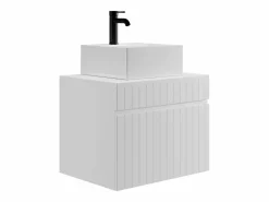 Vente-unique Mueble de baño suspendido con lavabo cuadrado , 60 cm, SATARA Blanco Best