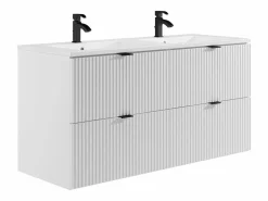 Mueble de baño suspendido estriado con lavabo encastrado, mate, 120 cm, ZEVINI^Vente-unique Online
