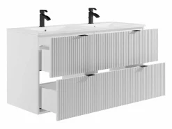 Mueble de baño suspendido estriado con lavabo encastrado, mate, 120 cm, ZEVINI^Vente-unique Online