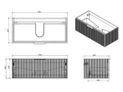 Vente-unique Mueble de baño suspendido estriado con lavabo de encimera - Color - 100 cm - PALIRO Blanco Online
