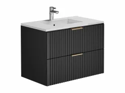 Mueble de baño suspendido con lavabo encastrado de canalé , 80 cm, ZEVARA^Vente-unique Discount