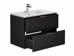 Mueble de baño suspendido con lavabo encastrado de canalé , 80 cm, ZEVARA^Vente-unique Discount