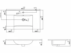 Mueble de baño suspendido con lavabo encastrado de canalé , 80 cm, ZEVARA^Vente-unique Discount