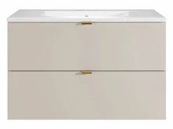 Vente-unique Mueble De Baño Simple|Mueble de baño suspendido con lavabo de encastre - - 80 cm - LAVENA
