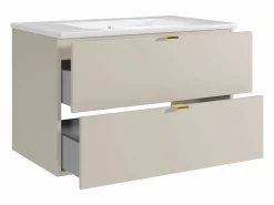 Vente-unique Mueble De Baño Simple|Mueble de baño suspendido con lavabo de encastre - - 80 cm - LAVENA