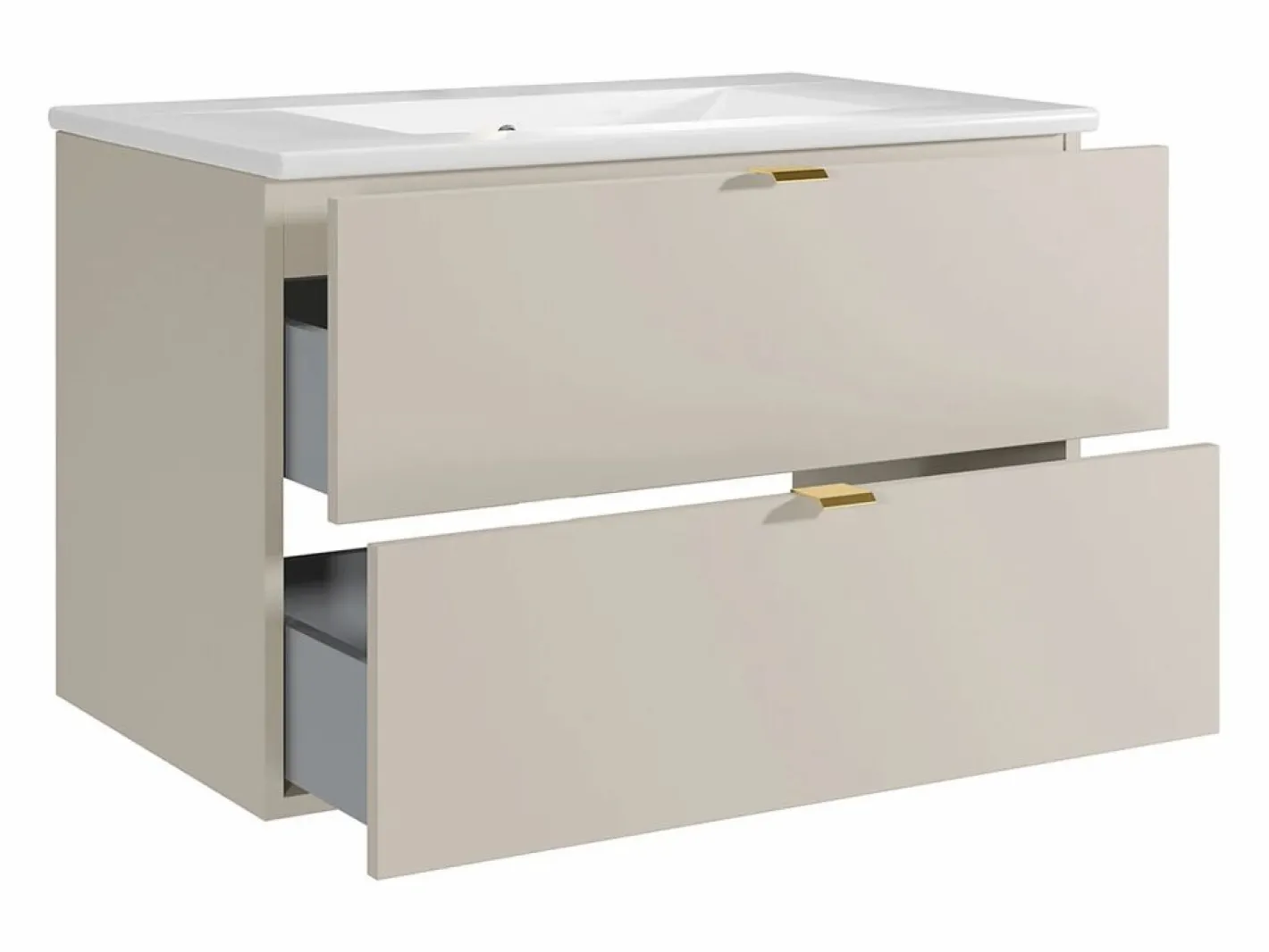 Vente-unique Mueble De Baño Simple|Mueble de baño suspendido con lavabo de encastre - - 80 cm - LAVENA