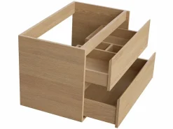 Vente-unique Mueble De Baño Simple|Mueble de baño suspendido chapado roble con lavabo, 80 cm, MILIPAM