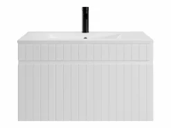 Vente-unique Mueble De Baño Simple|Mueble de baño suspendido con lavabo encastrado, 80 cm, SATARA
