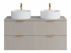Vente-unique Mueble De Baño Con Doble Lavabo|Mueble de baño suspendido con lavabo sobre encimera - - An. 120 cm - ZEVARA