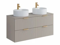 Vente-unique Mueble De Baño Con Doble Lavabo|Mueble de baño suspendido con lavabo sobre encimera - - An. 120 cm - ZEVARA