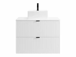 Mueble de baño suspendido estriado con lavabo sobre encimera, , An80 cm, ZEVINI^Vente-unique Discount