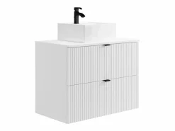 Mueble de baño suspendido estriado con lavabo sobre encimera, , An80 cm, ZEVINI^Vente-unique Discount
