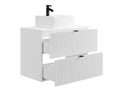 Mueble de baño suspendido estriado con lavabo sobre encimera, , An80 cm, ZEVINI^Vente-unique Discount