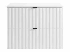 Mueble de baño suspendido estriado con lavabo sobre encimera, , An80 cm, ZEVINI^Vente-unique Discount