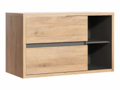 Mueble de baño suspendido con lavabo redondo, color natural, 100 cm, PURNAL^Vente-unique Online