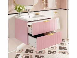 Mueble de baño suspendido - con lavabo de cerámica - con 2 cajones - ​ (grifo no incluido)^ModernLuxe Discount