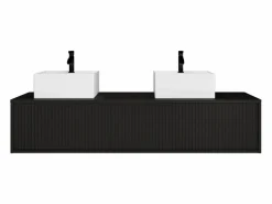 Mueble de baño suspendido estriado con lavabo doble, mate, 150 cm, ARNEGA^Vente-unique Clearance