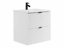 Vente-unique Mueble De Baño Simple|Mueble de baño suspendido estriado con lavabo para encastrar, mate, An60 cm, ZEVINI