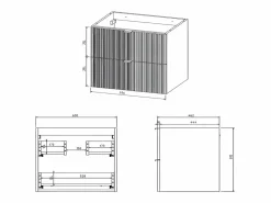 Vente-unique Mueble De Baño Simple|Mueble de baño suspendido estriado con lavabo para encastrar, mate, An60 cm, ZEVINI