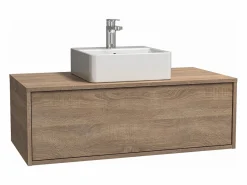 Mueble de baño suspendido con lavabo - roble - 94x32 cm - TEANA^Vente-unique