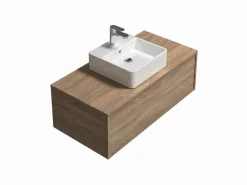 Mueble de baño suspendido con lavabo - roble - 94x32 cm - TEANA^Vente-unique