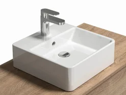 Mueble de baño suspendido con lavabo - roble - 94x32 cm - TEANA^Vente-unique