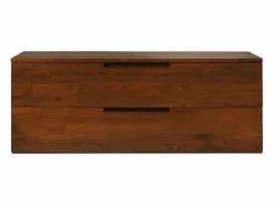 Vente-unique Mueble De Lavabo|Mueble de baño suspendido de teca oscura - 2 cajones - 115 cm - BIMBING